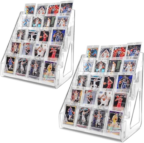 Trading Card Display Stand, Vertical Card Holder, 5-Tier, 2 Pack | Baseball Basketball Sports Graded Card Display Shelf fits PSA BGS SGC Slabs Organizer for Card Show Vendor Booth (5 Tier, 2 Pack) by BIGFIS - Used condition - CA$36.51