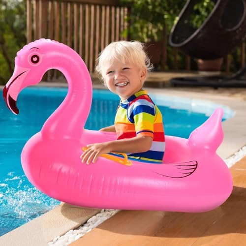 Image of Swim Ring for Kids Inflatable Swimming Pool Tube for 1-5 Years Baby Girl Boys Inflatable Swimming Safety Tube (Small Flamingo)