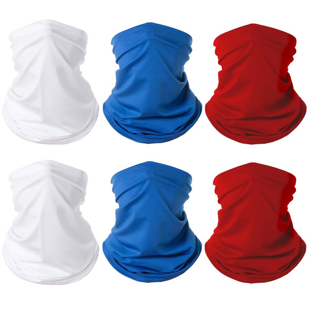 6 Pieces Summer Face Cover Scarf Mens Neck Gaiter For Men Women UV Protection Face Breathable Sun Protection Cycling Running