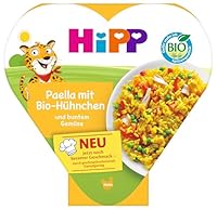 HiPP Bio Paella mit Bio-Hühnchen und buntem Gemüse (6 x 250g), Menü ab 1 Jahr, schonend dampfgegart, kindgerecht gewürzt, in Bio-Qualität