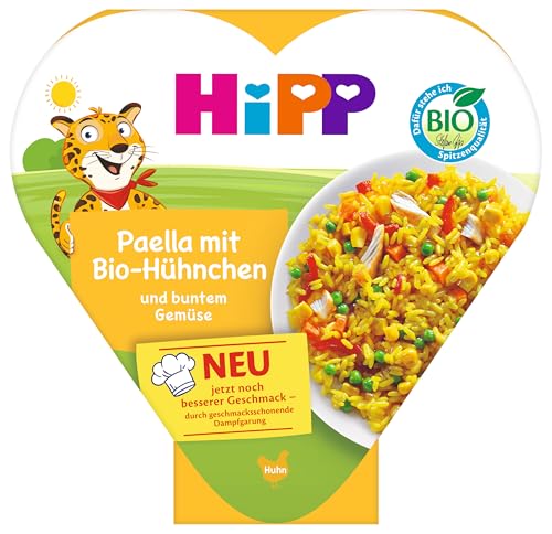 HiPP Bio Paella mit Bio-Hühnchen und buntem Gemüse (6 x 250g), Menü ab 1 Jahr, schonend dampfgegart, kindgerecht gewürzt, in Bio-Qualität
