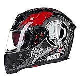 Motorradhelm Integralhelm,Retro PersöNlichkeit Reithelm Abnehmbare Maske Kann Integralhelm Ece-Zertifizierung,MäNner Frauen Four Seasons Motorradhelm