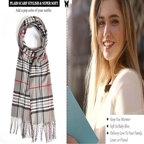 AUSEKALY Scarf For Women Men Winter Plaid Neck Scarves Fall Softest Classic Warm Lightweight4