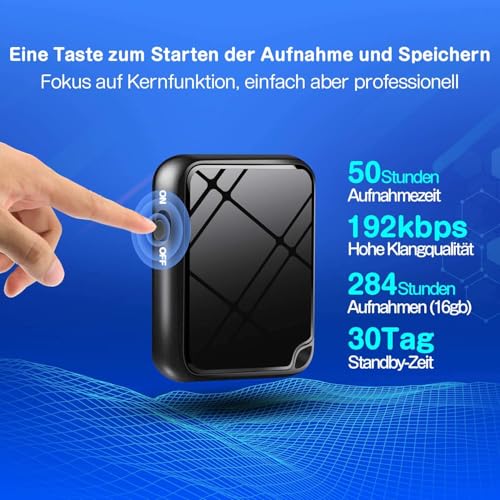 Mini Diktiergerät, TDW Mini Aufnahmegerät 16GB Diktiergerät mit Mikrofon Stimmenaktivierung Klein Abhörgerät Voice Recorder für Aufzeichnung Vorlesung Treffen Interview, Schwarz (16, GB)