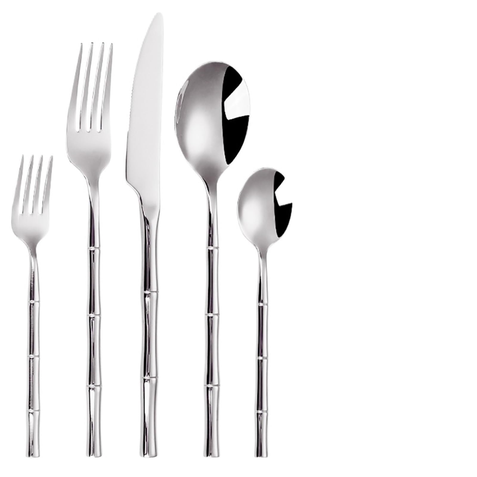 Set composto da coltello, forchetta e cucchiaio Set di posate in acciaio inossidabile, stoviglie, manico in bambù occidentale, set da pranzo, coltello, forchetta, cucchiaio