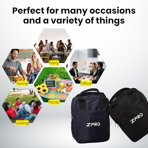 Image of ZPRO Insulated Lunch Bag | Leakproof Thermal Tiffin Bag for Office, School & Travel | Keeps Food Hot & Cold | for Men, Women & Kids | Black