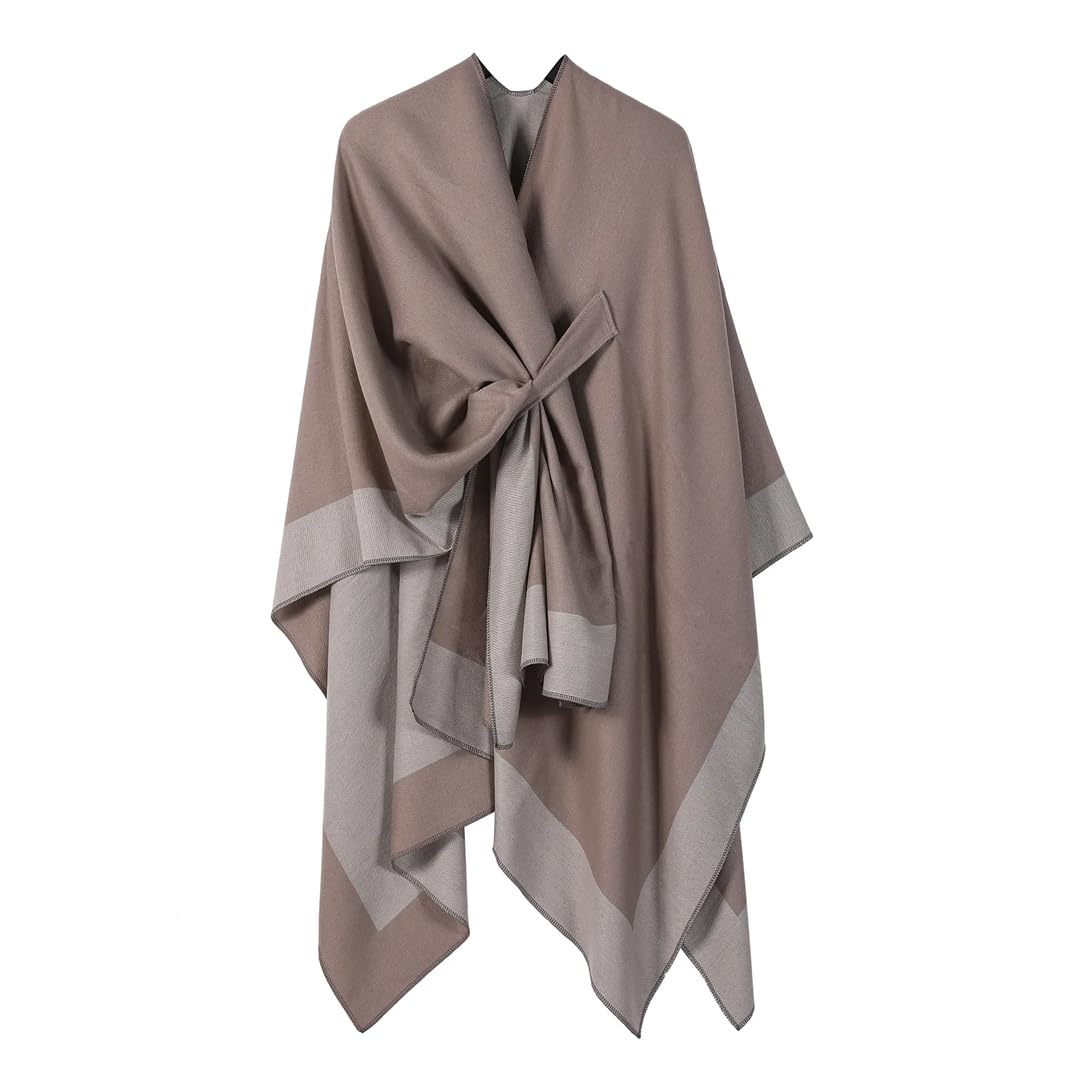 Disimlarl Mantello da donna lavorato a maglia cardigan scialle mantelle irregolari poncho mantelle caffè patchwork mantello