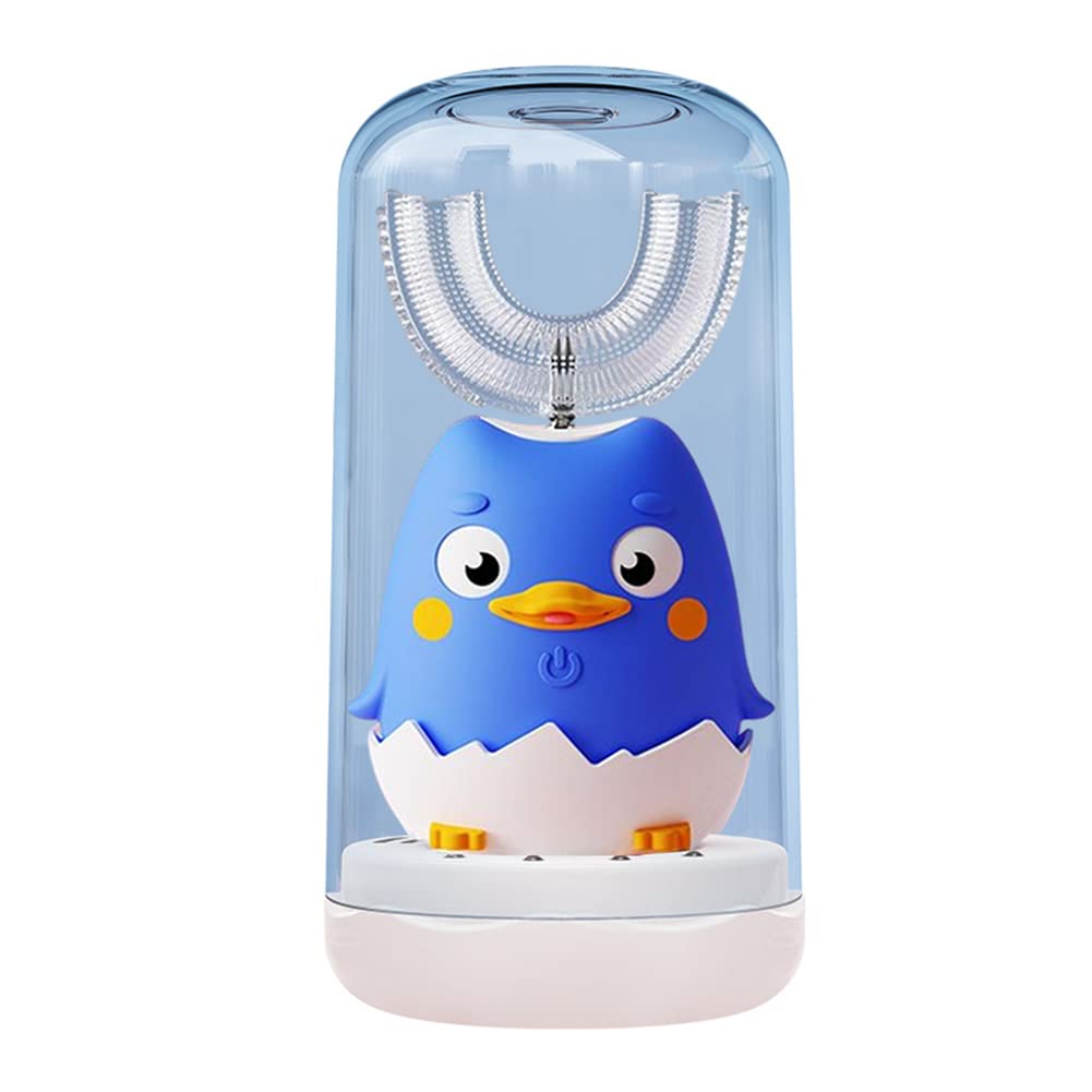 Spazzolino da denti elettrico per bambini a forma di U per bambini, spazzolino automatico completo a 360 gradi, regalo di compleanno per bambini blu