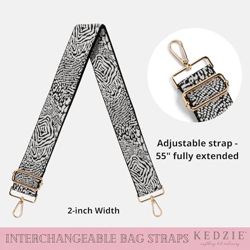 Image of KEDZIE Embroidered Interchangeable Bag Straps Adjustable Length 55 inch Handbag Purse 2-inch Wide Guitar Style Crossbody Strap