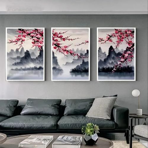 Fleurs de prunier rouge impression sur toile décoration maison 30x40