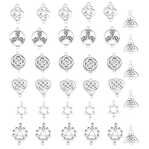 42pcs Celtic Knot Charms, Irish Traditional Pendants Antique Silver Alloy