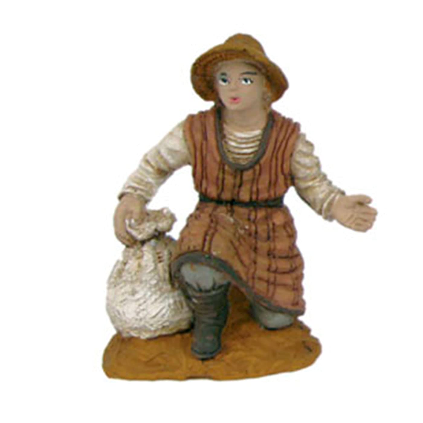 Oliver Art - Set di 4 statuette di contadini, per completare il presepe natalizio da 8 cm, dipinte a mano, con design realistico, nascita, pastorcillo, 8 pezzi