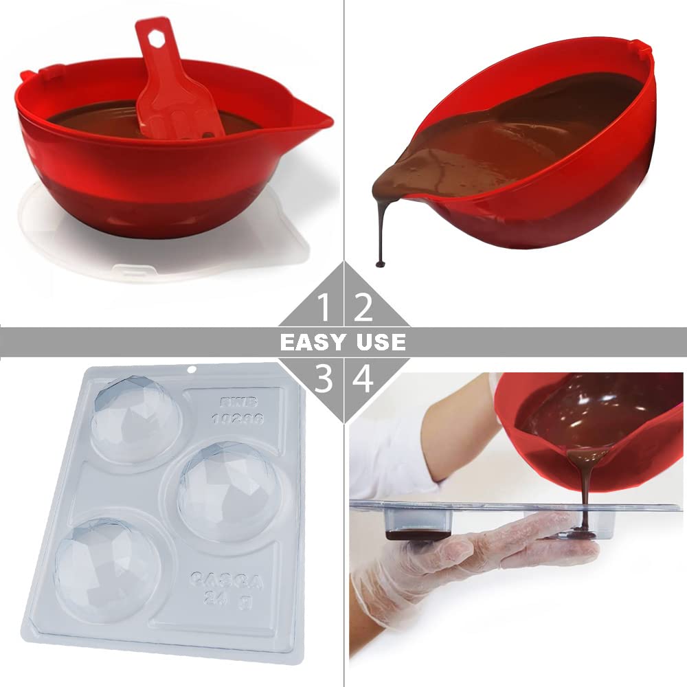 BWB 10266 Moule Chocolat Cadran facetté 70mm Spécial 3 parties en Silicone pour chocolat chaud 3 trous 24-230g Matériel Plastique PET Transparent Tridimensionnel Gâteaux Ustensiles Truffes