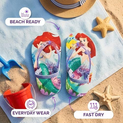 Image of Disney Girls Boys Character Flip Flops Sandals Kids Water Shoes - Minnie Mickey Moana Toy Story Frozen Cars Encanto Princess Thong Beach Slides Slip On Quick Dry (Toddler-Little Kid)
