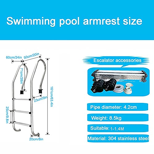 Escalera para piscina con 3 peldaños antideslizantes acero inoxidable miniatura 2