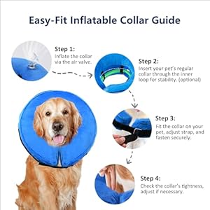 Wepet Adjustable Protective Elizabethan Collar for Cats & Dogs, Pet recovery collar, Pet cone, Inflatable, Removal & Washable, Easy to Store, Durable, Soft & Comfortable Recovery Aid, Blue, Size XL