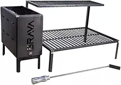 Kit Parrilla 80cm Grelha Barra Chata e Caixa Firebox para Alvenaria