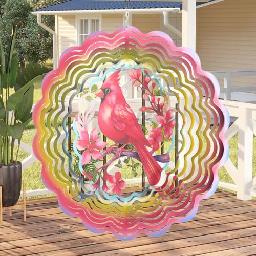 Image of Eandisom Wind Spinners Outdoor Cardinala for Mom, Birthday Gifts for Women, Hanging 12 inch 3D Wind Sculptures for Garden Decor for Outside, Yard, Outdoor