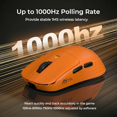 Image of RK ROYAL KLUDGE RK M30 Wireless Gaming Mouse, 43g Ultra-Lightweight Computer Mouse with 2.4GHz /Bluetooth /USB-C, 24000 DPI, Rechargeable PC Game Mice with 5 Programmable Buttons for Win /Mac, Orange