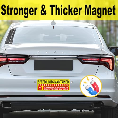 Image of Speed Limits Maintained Car Magnet, Vehicle Speed is Monitored by GPS Warning Magnetic Car Sign, Reusable Magnetic Bumper Sticker for Car, Truck, Company Vehicle Safety(Yellow-Red-2 Pack)