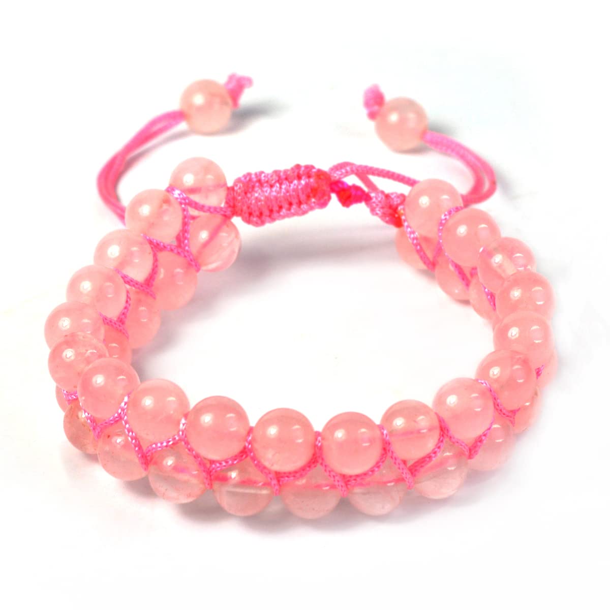 Reiki Crystal ProductsRose Quartz Bracelet Macrame Bracelet Nylon Cord Adjustable Wristband Double line Crystal Stone Bracelet for Women & Men