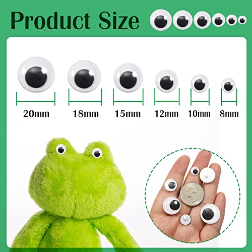 TOAOB 500pcs Sew On Wiggle Googly Eyes Round Black White Plastic Safety Doll Eyes Sewing Craft Eyes 8mm 10mm 12mm 15mm 18mm 20mm for Soft Doll Making DIY Craft Plush Animal - Image 2