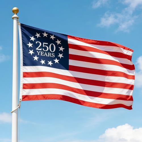 250 Year American Anniversary Flag 3x5 Ft Double Sided American Flag 1776-2026 250 Years Outdoor Anniversary Banner Decorations with 2 Brass Grommets (A1)