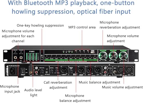 Procesador de audio antihorarios, procesador de reverberación digital con pantalla LED, sintonización inteligente, múltiples métodos de transmisión de audio para grabación de estudio