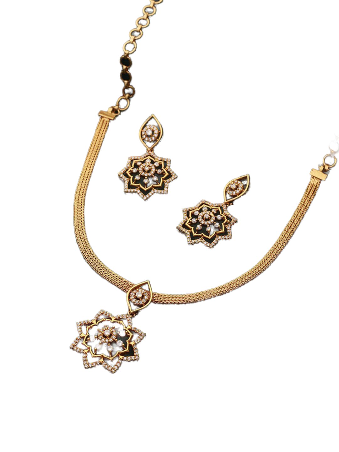 Juego de joyas chapadas en oro y circonitas para looks de noche 8
