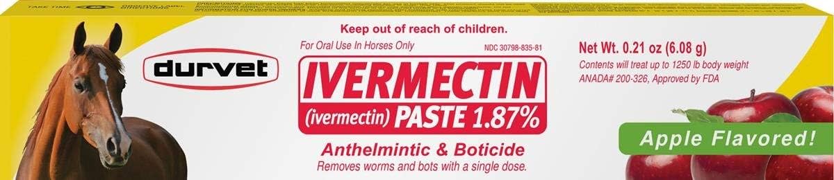 Durvet Ivermectin Paste Dewormer - 6.08g dose @ 1.87% Apple Flavor (1 Count 6.08 Gram) : Pet Supplies