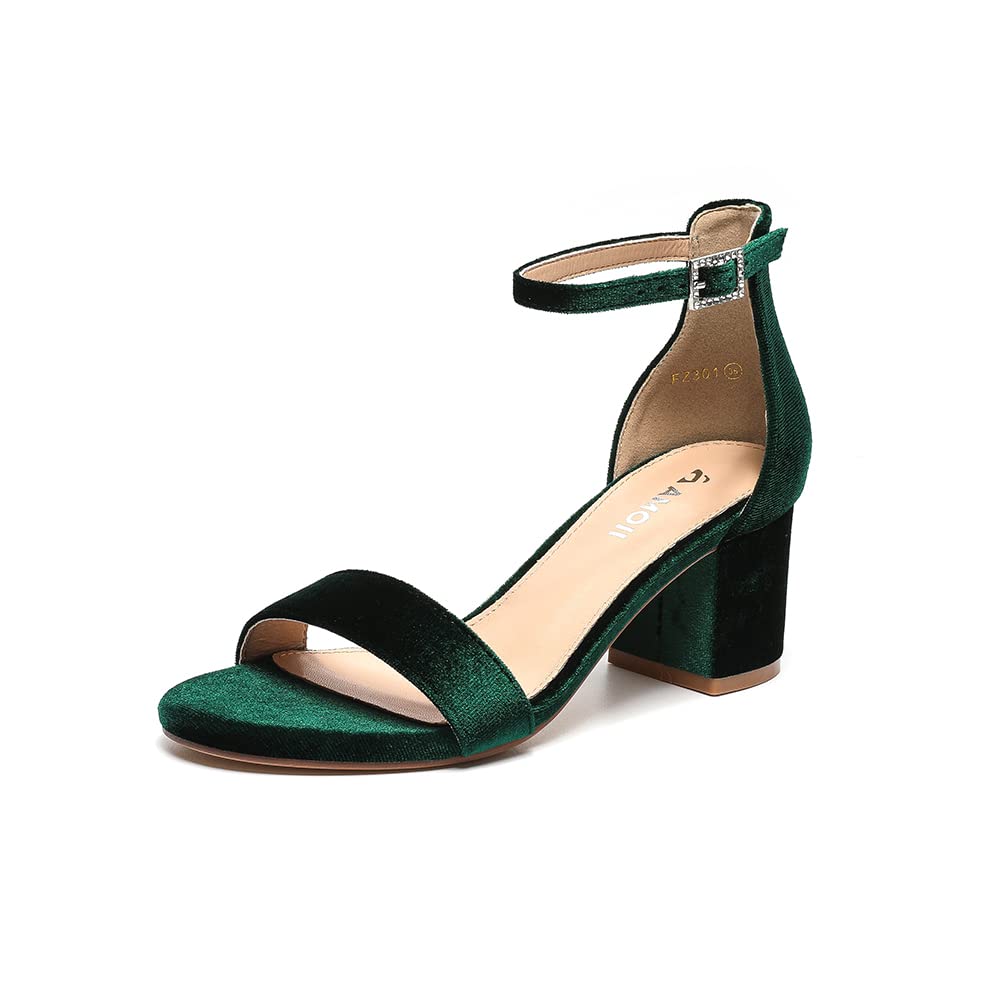 Amoji Women's 2.5 Inch Low Heel Ankle Strap Dressy Sandals 301