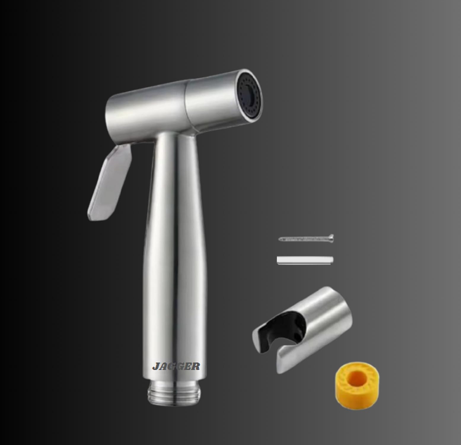 JAGGER JAG144 Stainless Steel Heavy Duty Spray Health Faucet Gun for Bathroom Toilet [1pc Gun with 1 Pcs Hook & 1 Pcs Teflon Tape ], Brushed Finish (Large, 1) (B0D1YJ8KY1) Amazon Price History, Amazon Price Tracker