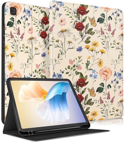 Coque Galaxy Tab S6 Lite Fleurie - Protection Idéale pour les Cours le Bureau et le Canapé