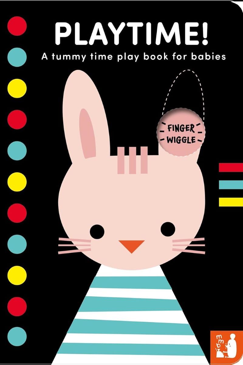 Playtime!: A high-contrast fold-out tummy time book with finger wiggle holes for babies: 3