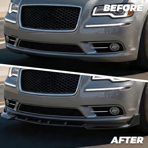Front Bumper Lip Splitter for Chrysler 300C 300S, SRT Style,Glossy Black, 3 Pieces, 2015-2023 by ZXMOTO - Image 3