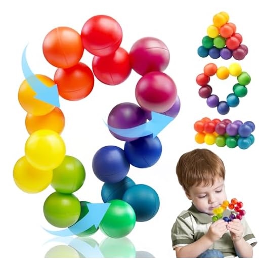 Dr.Kbder Autism Sensory Toys for Kids Toddler, 0.7IN Autistic Travel Toys Rainbow Ball ADHD Quiet Cool Fidget Toys Adults Stocking Stuffer Gift for Boy Girl 3-12 Year Old Age, Inseparable