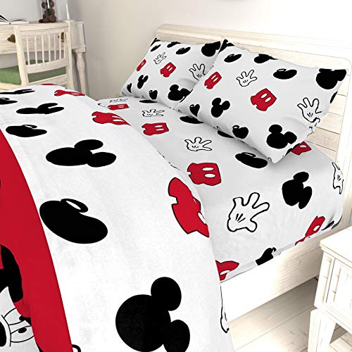 Image of Jay Franco Kids Sheet Set with Fitted, Flat Sheets & Pillow Cover - Ultra-Soft Bedding with Pillowcase for Room Decor, White - Mickey Mouse, 3 Piece Twin