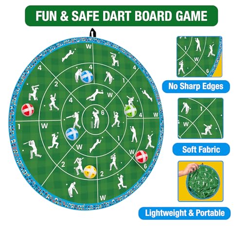Image of Cricket Dart Game, Double Sided, 18 inches, 06 Sticky Balls, Birthday Gifts Boys and Girls, Gift for Cricket Lover, Indoor /Sport Outdoor Fun Party Play Game, Portable Design, for Ages 3-100+