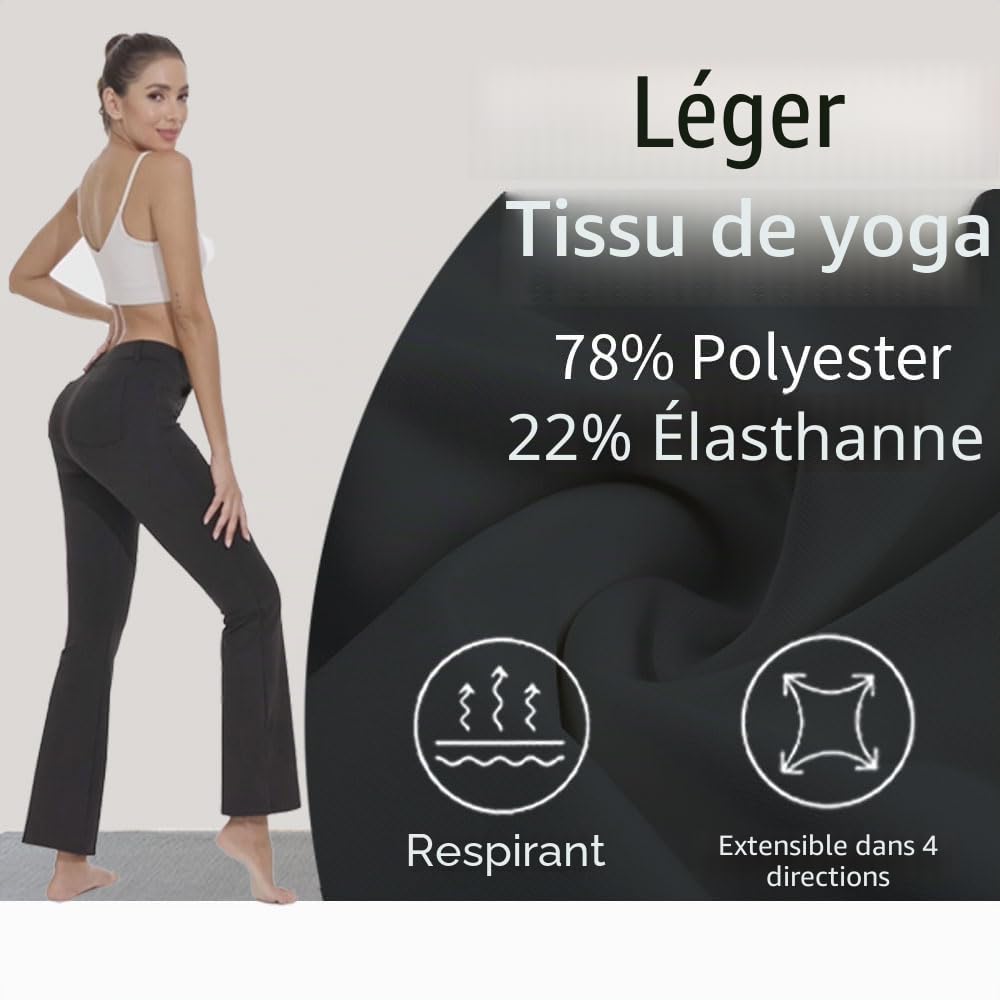 adorence Pantalon Femme Chic et Élégant, Pantalon Patte d'Elephant Femme, Taille Élastique, 4 Poches, Parfait pour Business et Sport, Pantalon Habillé pour Femme