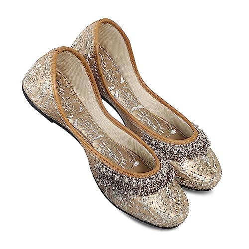 Image of Women's Rajasthani Embroidered with Payal Punjabi Mojari's Jutti's Juti's Shoe
