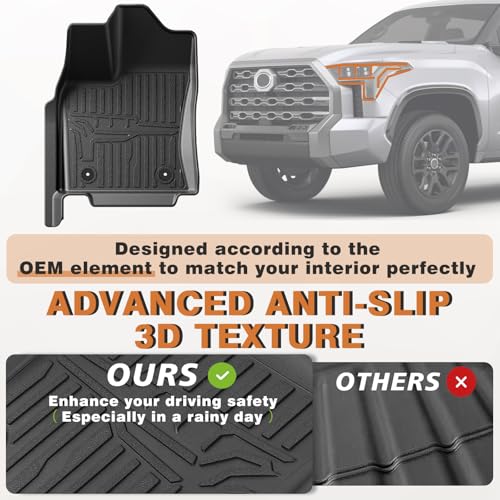 Image of TripleAliners Truck Mat Compatible with 2022-2026 Toyota Tundra 5.5FT CrewMax Cab Accessories, Truck Bed Mat Heavy Duty Custom Fit All Weather Protection TPE Pickup Liner, w /Floor Liners