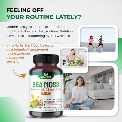 Ultra Herbs Sea Moss Capsules with Bladderwrack & Burdock (150 Count) — view 2