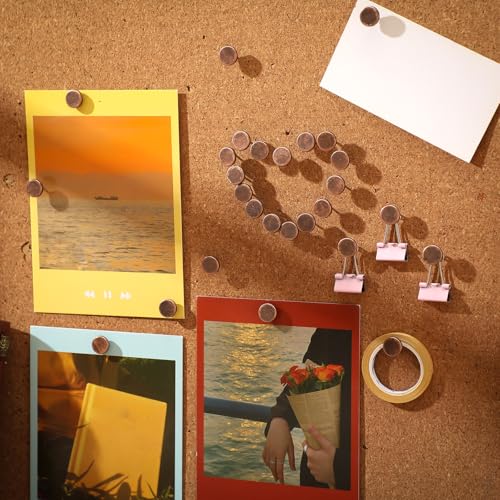 Image of Shimeyao 30 Pcs Vintage Push Pins, Large Metal Thumb Tacks for Picture Photo Hanging, Wall Pins for Board Posters Bulletin Maps, Wall Tack for Office Home Decorative(Red Bronze)