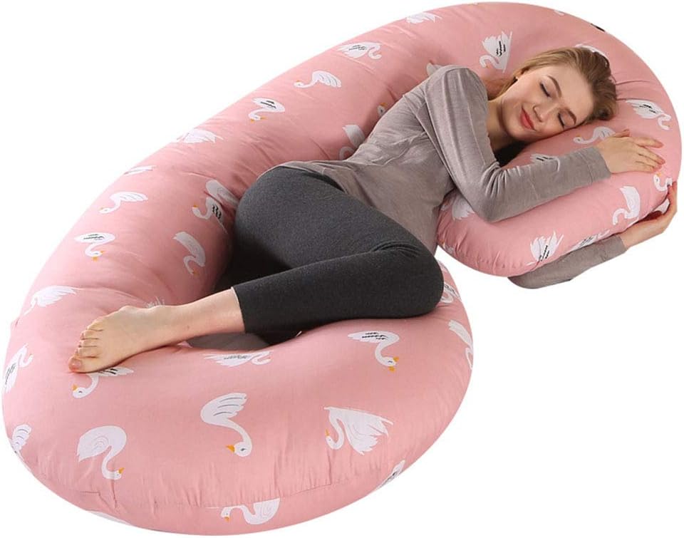 IOCCIOBB Maternity Pillow, Maternity Support Pillow, Pregnancy Pillow, Pregnancy Support C Pillow, Nursing Pillow, C Body Pillow with Zipped Luxurious Cotton White Pillow Case,C (Color : B)