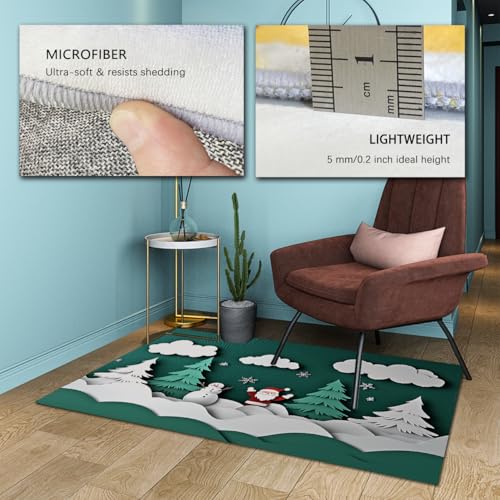 Tapis Noël Moderne 180x270cm Anti Sol Froid Grand Paillasson Salon Effet 3D - 6