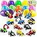 JOYIN 12 pz riempito uova di pasqua con modellini di auto, 3,2” luminoso colorful easter eggs preriempita con tirare indietro macchine da costruzione e race cars
