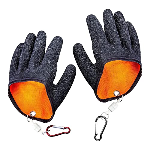 RODISHOMM 2PCs Fishing Gloves with Magnetic Buckle Non-Slip & Waterproof Fish Gloves for Handling...