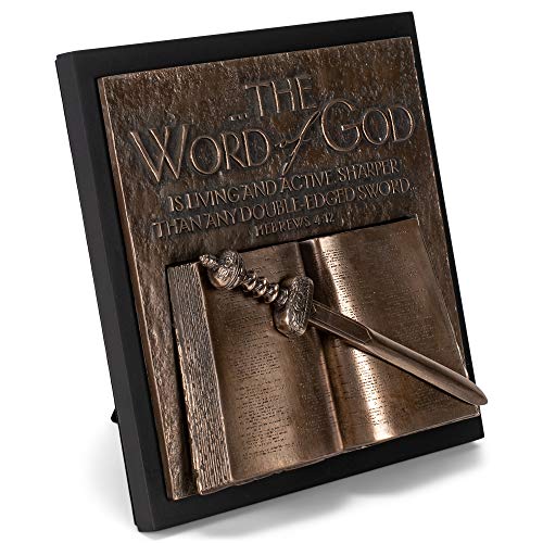 Lighthouse Christian Products Word Of God Hammered Bronze Tone 8.75 X 8.75 Cast Stone Sculpture Plaque #TOP1