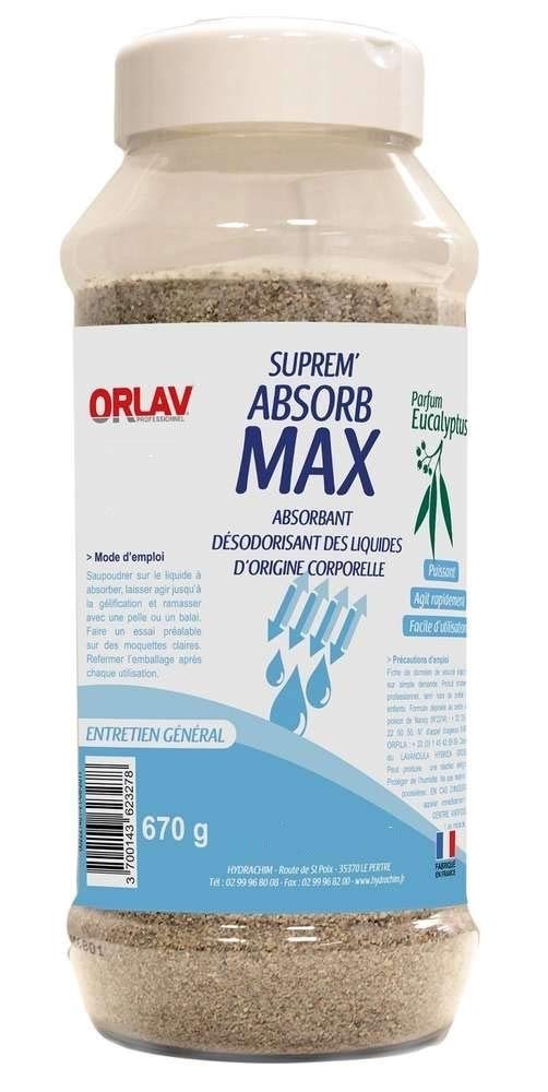 Suprem’Absorb Max absorbant désodorisant Parfum eucalyptus 670g ORLAV