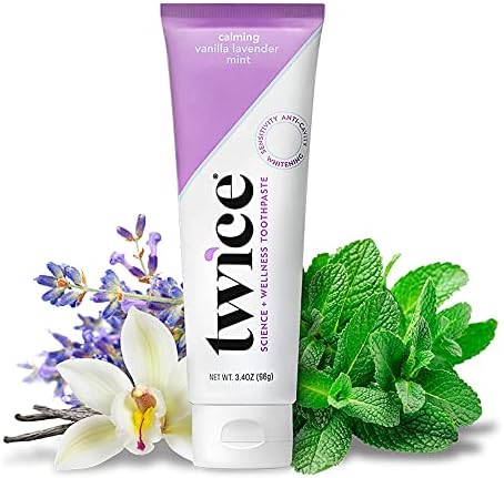 Twice Toothpaste - SLS Free Toothpaste with Fluoride for Tooth Remineralization - Sensitive Teeth Whitening with Cavity Protection - (Calming Vanilla Lavender Mint)